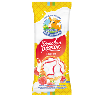 Рожок пломбир с клубничным джемом, 120 г